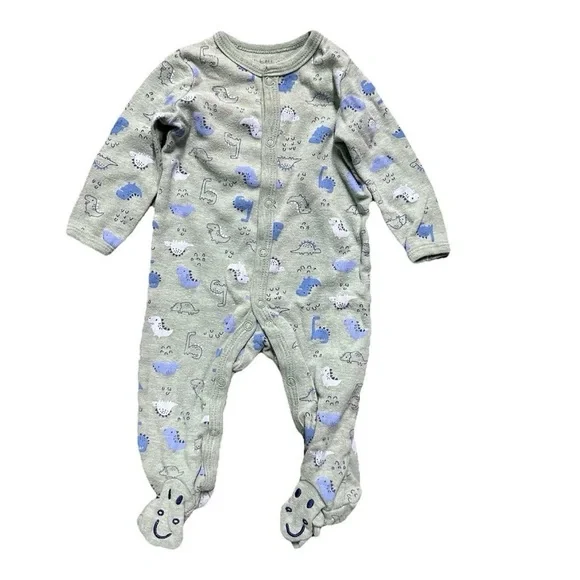 Baby Footie Pajamas Two Way Zipper Dinosaurs Animals Cookies Size 3-6 Months - Picture 4 of 8